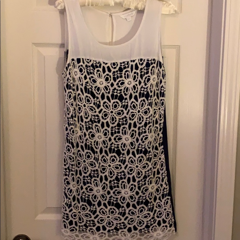 Navy and White Lace Dress
